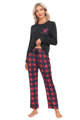 YIRUIYA Plaid Long Sleeve Soft Loungewear Pajama Set