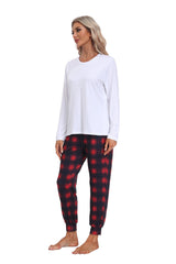 YIRUIYA Women's Long Sleeve Plaid Pants Pajama Set