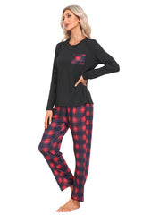 YIRUIYA Plaid Long Sleeve Soft Loungewear Pajama Set