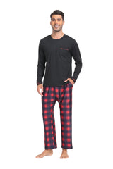 YIRUIYA Plaid Long Sleeve Soft Loungewear Pajama Set