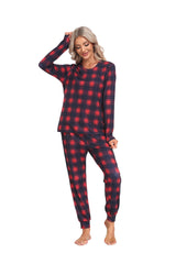 YIRUIYA Women's Long Sleeve Plaid Pants Pajama Set