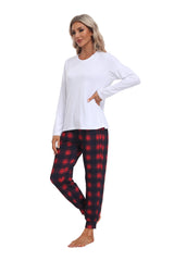 YIRUIYA Women's Long Sleeve Plaid Pants Pajama Set