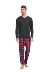 YIRUIYA Plaid Long Sleeve Soft Loungewear Pajama Set