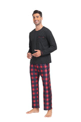 YIRUIYA Plaid Long Sleeve Soft Loungewear Pajama Set