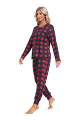 YIRUIYA Women's Long Sleeve Plaid Pants Pajama Set