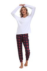 YIRUIYA Women's Long Sleeve Plaid Pants Pajama Set