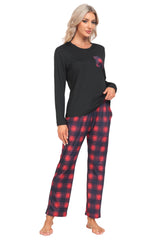 YIRUIYA Plaid Long Sleeve Soft Loungewear Pajama Set