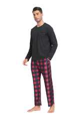 YIRUIYA Plaid Long Sleeve Soft Loungewear Pajama Set