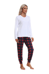 YIRUIYA Women's Long Sleeve Plaid Pants Pajama Set