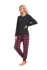 YIRUIYA Women's Long Sleeve Plaid Pants Pajama Set