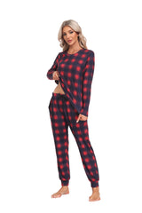 YIRUIYA Women's Long Sleeve Plaid Pants Pajama Set