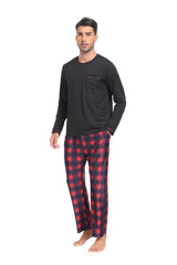 YIRUIYA Plaid Long Sleeve Soft Loungewear Pajama Set