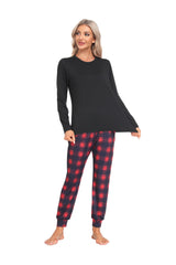 YIRUIYA Women's Long Sleeve Plaid Pants Pajama Set