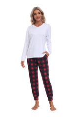 YIRUIYA Women's Long Sleeve Plaid Pants Pajama Set