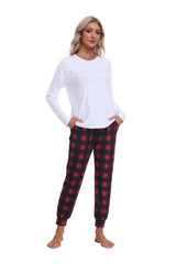 YIRUIYA Women's Long Sleeve Plaid Pants Pajama Set