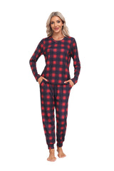 YIRUIYA Women's Long Sleeve Plaid Pants Pajama Set