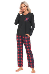 YIRUIYA Plaid Long Sleeve Soft Loungewear Pajama Set