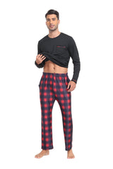 YIRUIYA Plaid Long Sleeve Soft Loungewear Pajama Set