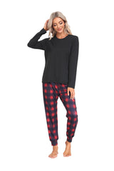 YIRUIYA Women's Long Sleeve Plaid Pants Pajama Set