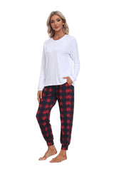 YIRUIYA Women's Long Sleeve Plaid Pants Pajama Set