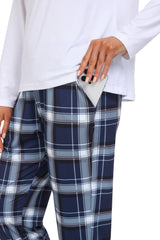 YIRUIYA Women's Long Sleeve Plaid Pants Pajama Set