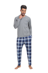 YIRUIYA Plaid Long Sleeve Soft Loungewear Pajama Set