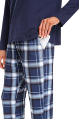 YIRUIYA Plaid Long Sleeve Soft Loungewear Pajama Set