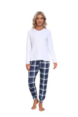 YIRUIYA Women's Long Sleeve Plaid Pants Pajama Set