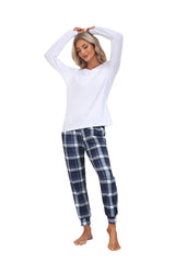 YIRUIYA Women's Long Sleeve Plaid Pants Pajama Set