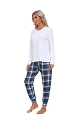 YIRUIYA Women's Long Sleeve Plaid Pants Pajama Set