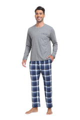 YIRUIYA Plaid Long Sleeve Soft Loungewear Pajama Set