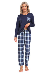 YIRUIYA Plaid Long Sleeve Soft Loungewear Pajama Set