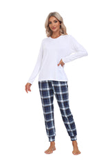 YIRUIYA Women's Long Sleeve Plaid Pants Pajama Set