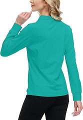 YIRUIYA Women's Golf Polo Shirt Long Sleeves Zip Up Sport Active Shirts Quick Dry Athletic T-Shirt