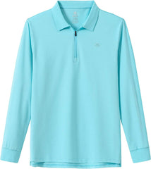 YIRUIYA Men's Golf Shirts Long Sleeve Polo Shirt Casual Solid