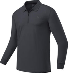 YIRUIYA Men's Golf Shirts Long Sleeve Polo Shirt Casual Solid