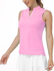 YIRUIYA Women's Sleeveless Golf Polo Tennis Shirt  V-Neck Athletic Tops