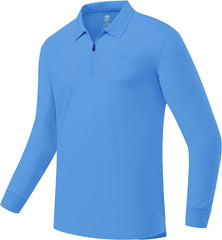 YIRUIYA Men's Golf Shirts Long Sleeve Polo Shirt Casual Solid