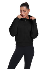 YIRUIYA Women's Full Zip Fleece Jacket Long Sleeve Short Sports Sweatshirt