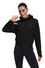 YIRUIYA Women's Full Zip Fleece Jacket Long Sleeve Short Sports Sweatshirt