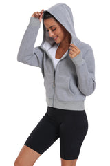 YIRUIYA Women's Full Zip Fleece Jacket Long Sleeve Short Sports Sweatshirt