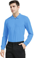 YIRUIYA Men's Golf Shirts Long Sleeve Polo Shirt Casual Solid