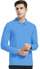 YIRUIYA Men's Golf Shirts Long Sleeve Polo Shirt Casual Solid