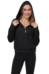 YIRUIYA Women's Half Zip Hooded Sweatshirt Long Sleeve