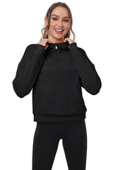 YIRUIYA Women's Half Zip Hooded Sweatshirt Long Sleeve