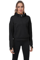 YIRUIYA Women's Half Zip Hooded Sweatshirt Long Sleeve