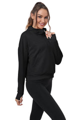 YIRUIYA Women's Half Zip Hooded Sweatshirt Long Sleeve