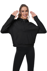 YIRUIYA Women's Half Zip Hooded Sweatshirt Long Sleeve