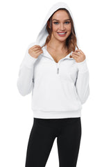 YIRUIYA Women's Half Zip Hooded Sweatshirt Long Sleeve