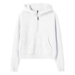 YIRUIYA Women's Half Zip Hooded Sweatshirt Long Sleeve